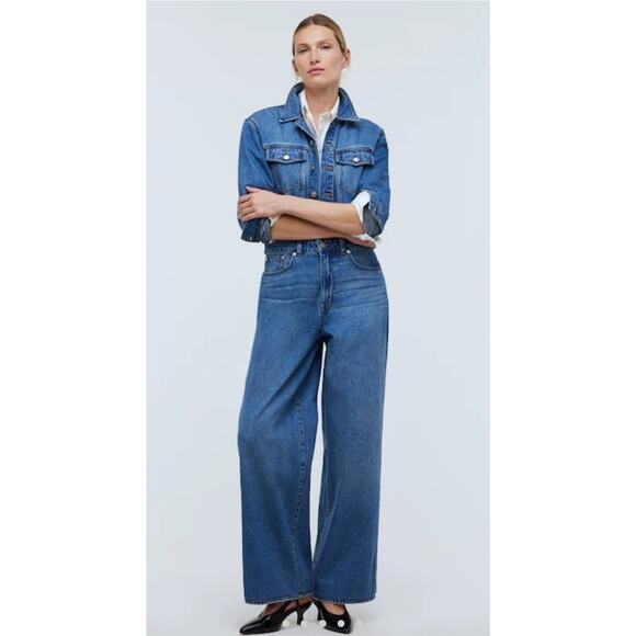 Madewell Denim Wide-Leg Coverall Jumpsuit in Byrne Wash Size 2 NWT - Picture 1 of 12